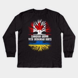 Canadian Grown with Ukrainian Roots Flag Kids Long Sleeve T-Shirt